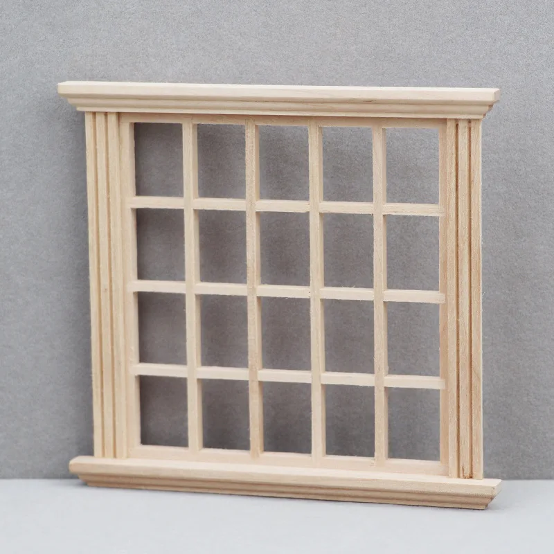 1:12 Puppenhaus Miniatur Holz quadratischer Fensterrahmen Modell Puppenhaus 20-Scheiben-Fenster Puppenhaus Mini-Möbelzubehör