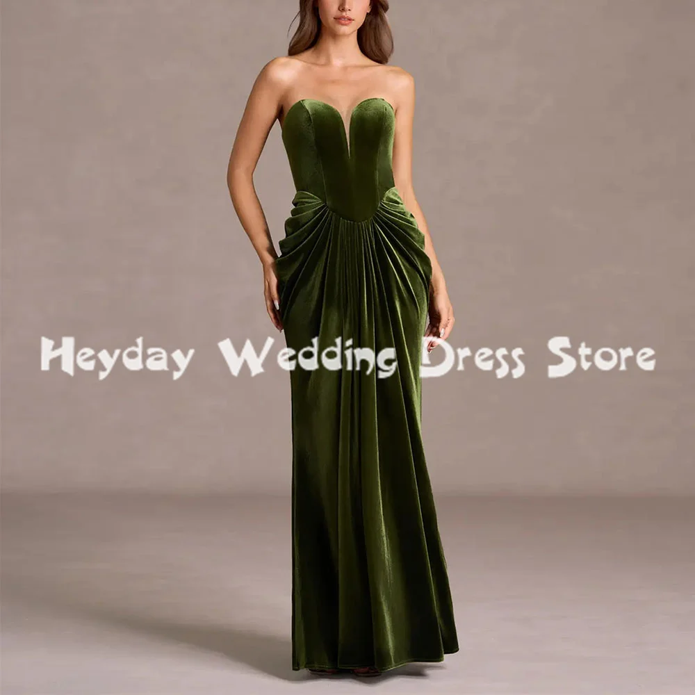 Heyday Women's Velour Sweetheart Mermaid Pleats Draped Evening Dresses With Sleeveless Floor-Length Formal Elegant Dresses 2025