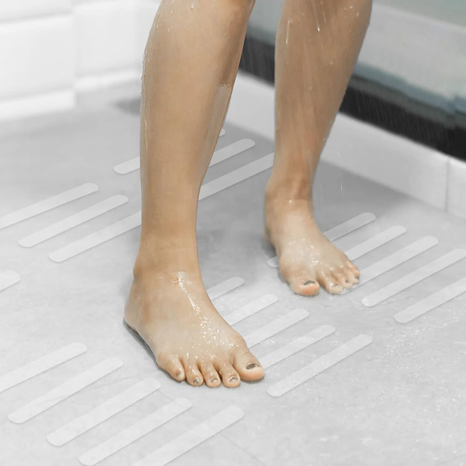 32 Pieces of Bathroom Bathtub Safety Anti-Slip Traction Tape, 2cm X 15cm, No Cutting Required, Self-Adhesive, Suitable for Indoor and Outdoor Stairs, Bathtubs, Swimming Pools, and Boats, Peva Transparent Anti-Slip Adhesive Tape, Safety Anti-Slip Roll Tape for Step Anti-Slip