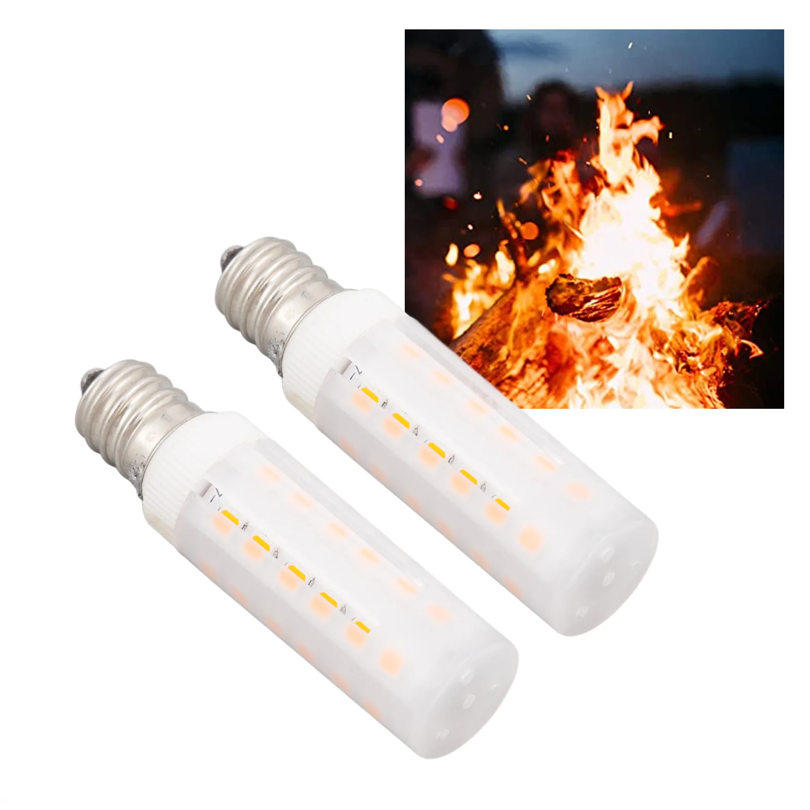 Ampoules de maïs LED E12, 2W, 120V, 36 lumières jaunes chaudes avec flamme 216.239., ampoules à flamme E12