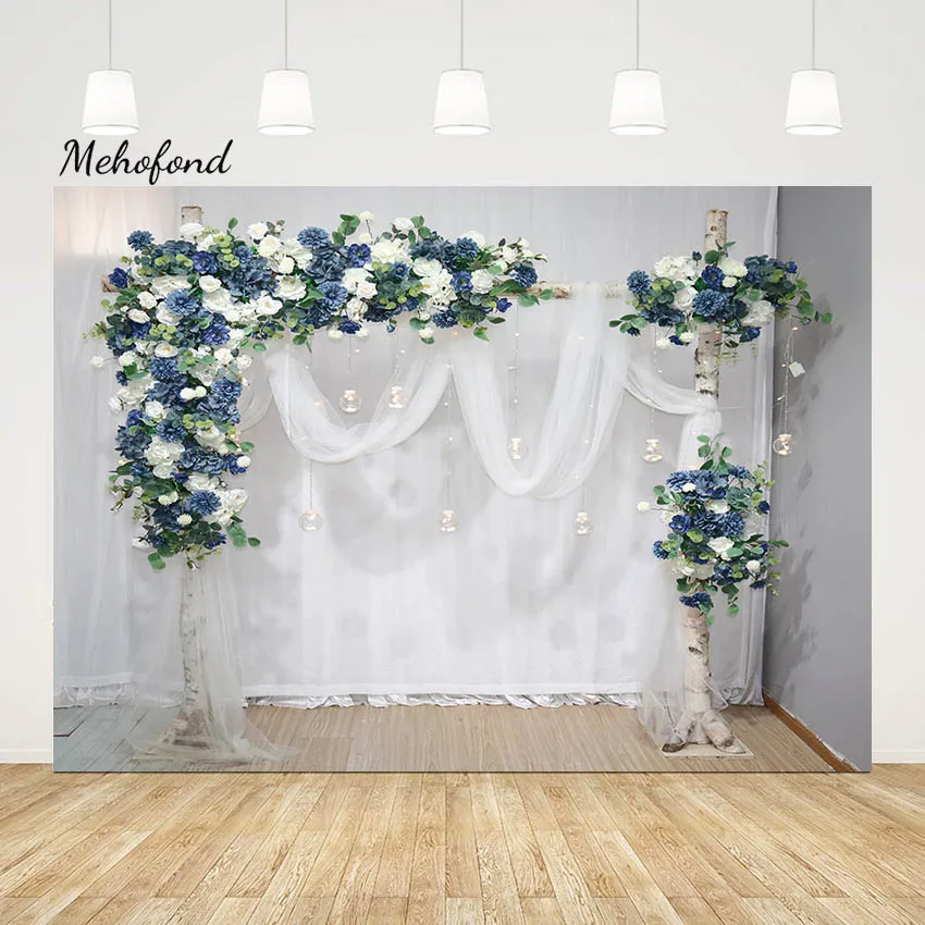 Mehofond Curtain Flower Backdrop Bridal Shower Wedding Photozone Engagement kids Birthday Party Background Banner Photo Studio