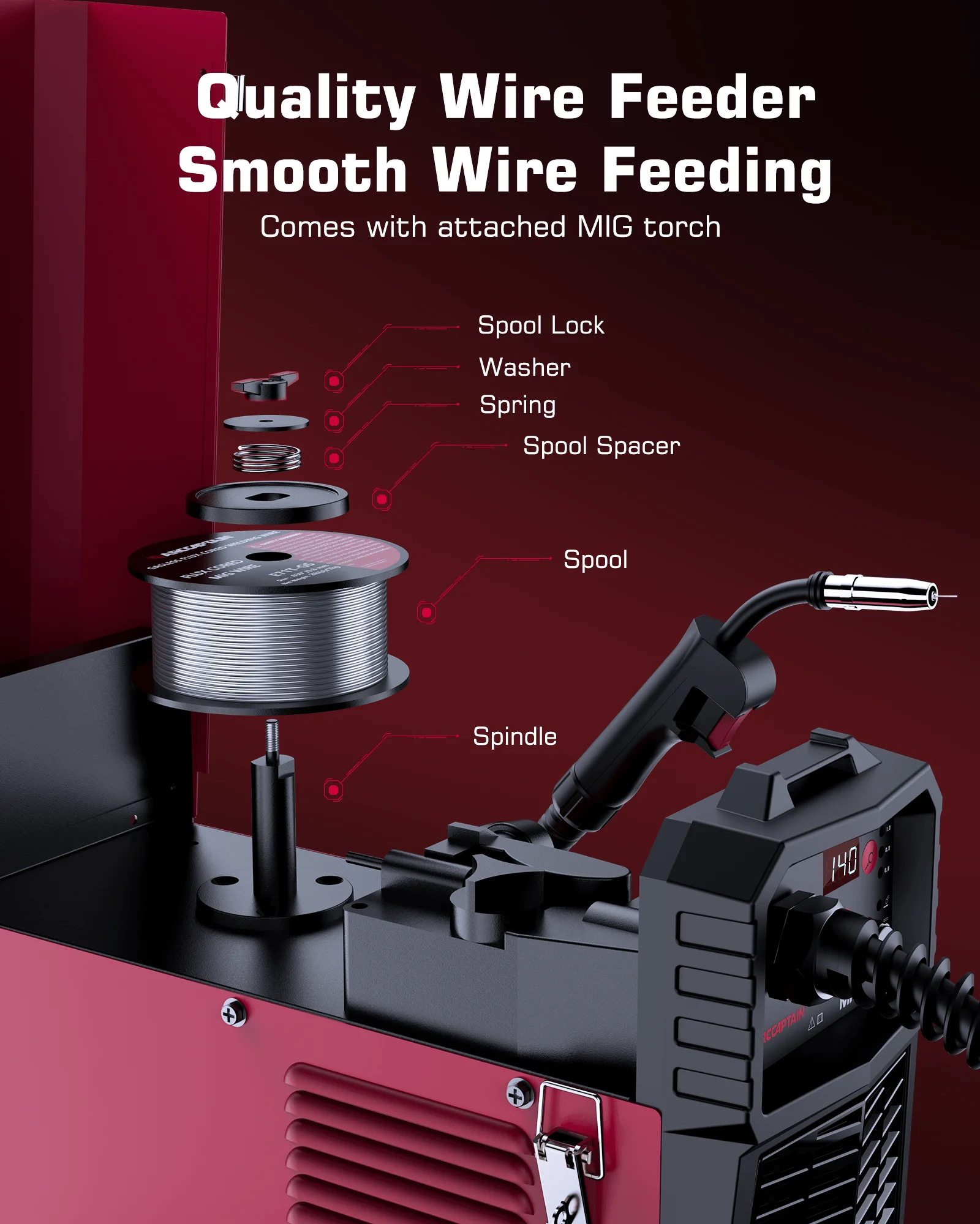 ARCCAPTAIN 4 w 1 220 V 140 A Półautomatyczna spawarka MIG Podnośnik Tig Argon ARC MMA Mig MAG Spawarka bez gazu IGBT Synergy Tools