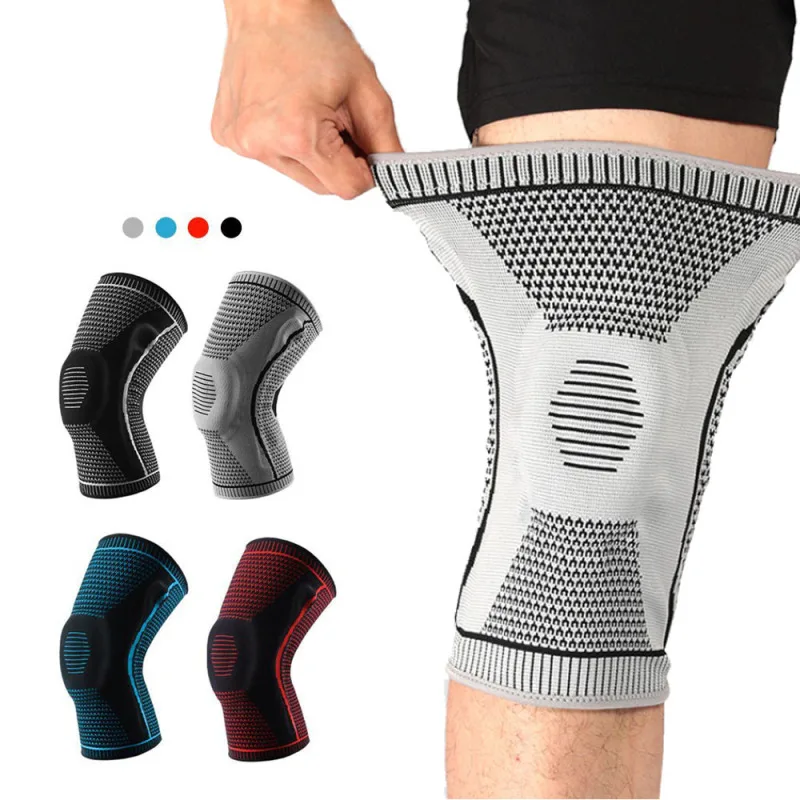 Sports Silicone Full Knee Sleeve Brace Strap Patella Medial Compression Protection Sport Pads for Arthritis Knee Relief Workout