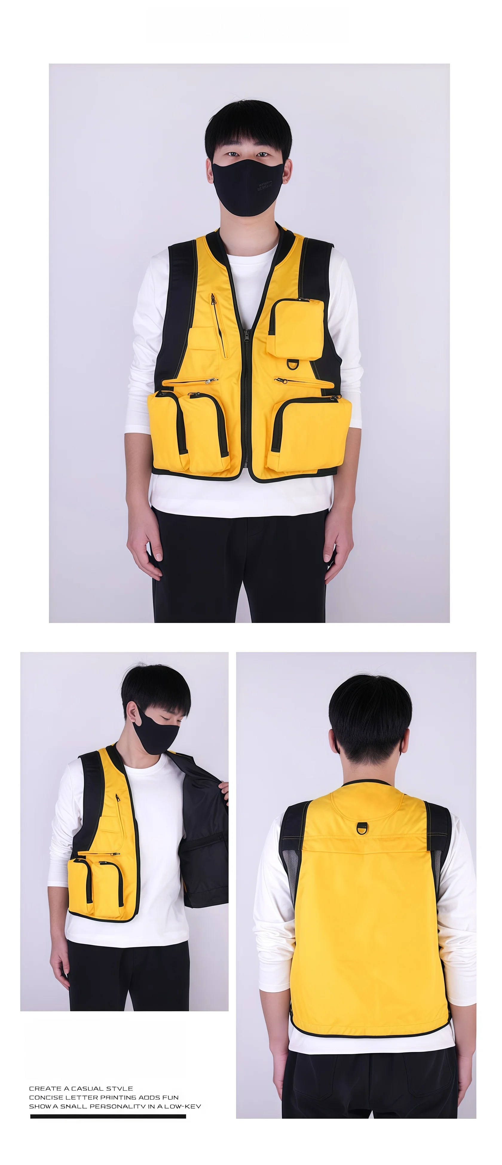 2026 New Colors Functional photographer vest work clothes  Men's trendy multi-pocket vest trendy workwear custom logo printing