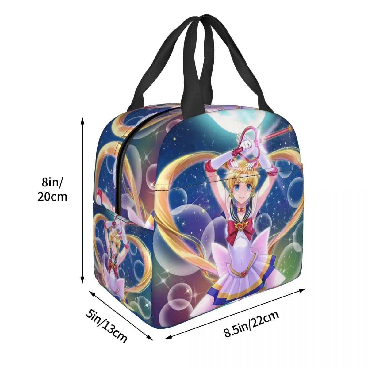 Shojo Sailor Cartoon Anime Moon Girl Lunch Bags Insulated Bento Box Lunch Tote Picnic Bags Cooler Thermal Bag for Woman Travel