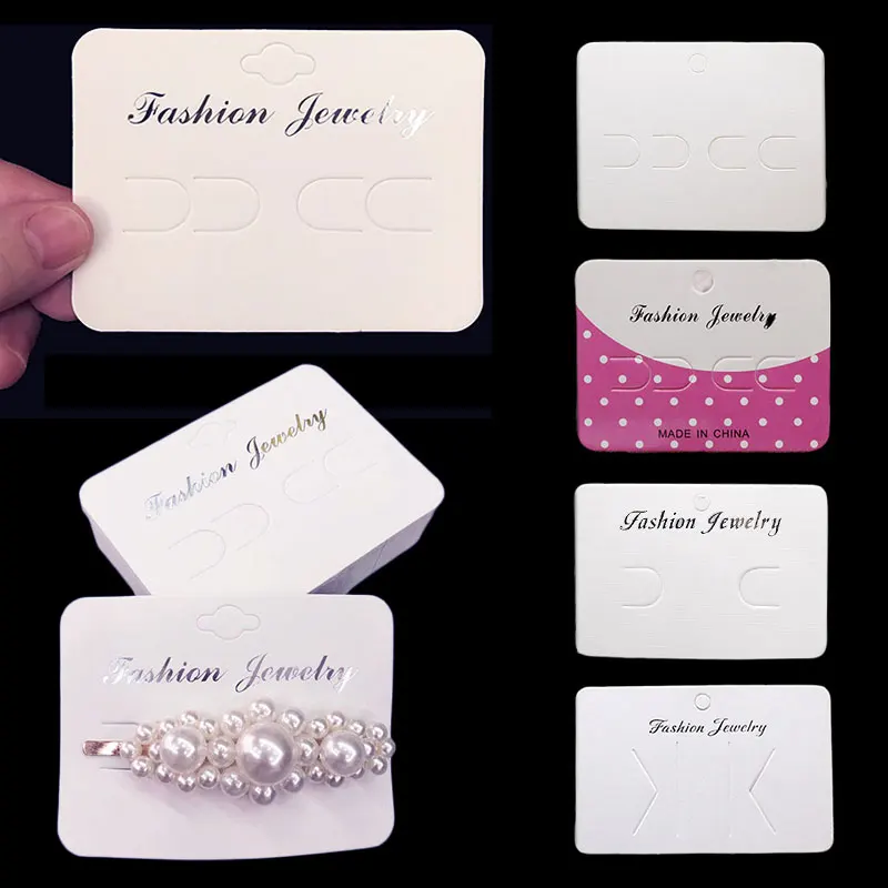 

50pcs Jewelry Packing Cards Handmade Barrettes Tags for DIY Making Hairclip Ear Clips Display Card Storage Label Retail Tags