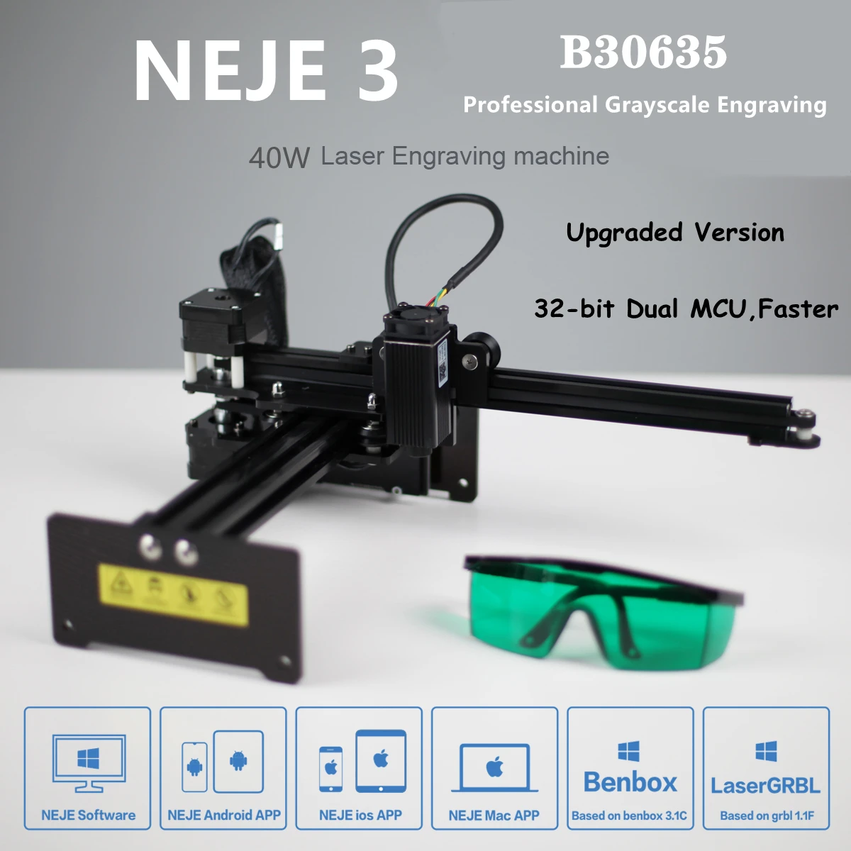 

NEJE 3 B30635 405nm Professional CNC Wood Grayscale Laser Engraving Machine Mini 3D Printer Wireless Bluetooth APP Control