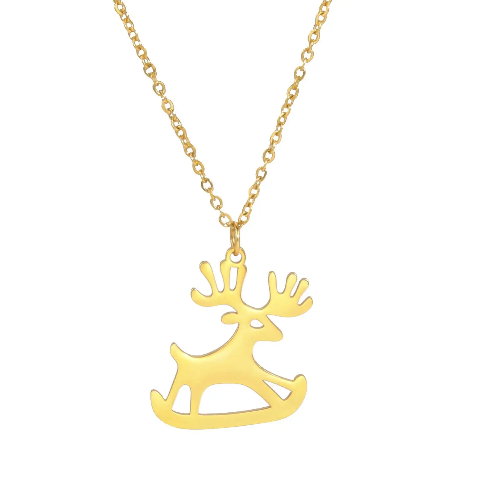 عيد الميلاد مزلقة الرنة قلادة قلادة النساء الرجال هدية مجوهرات من صلب لا يصدأ