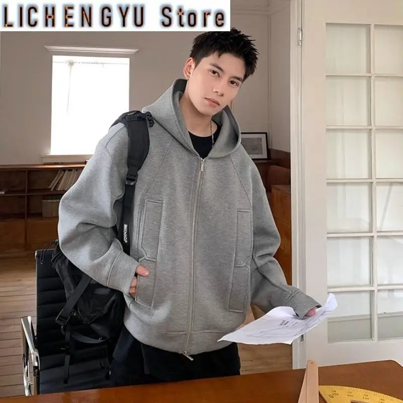 

New Spring and Autumn Zipper Hooded Sweatshirt Korean Style Jackets Loose and Slimming Casual Outerwear for Both Men's and Women