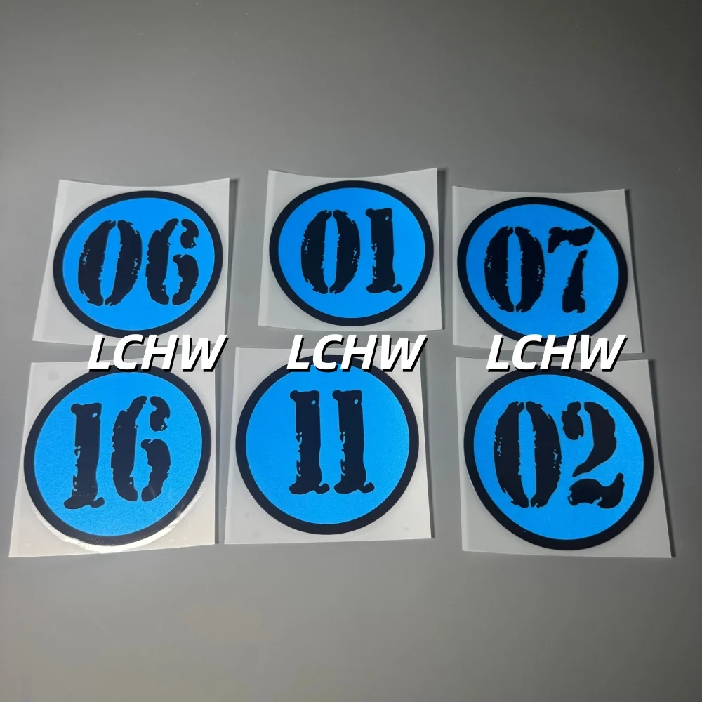 Blue Custom Racing Number 01-30 Round Stickers Bike Cycling Motorcycle Fuel Tank Side Body Bicycle Helmet Decal Tape Waterproof