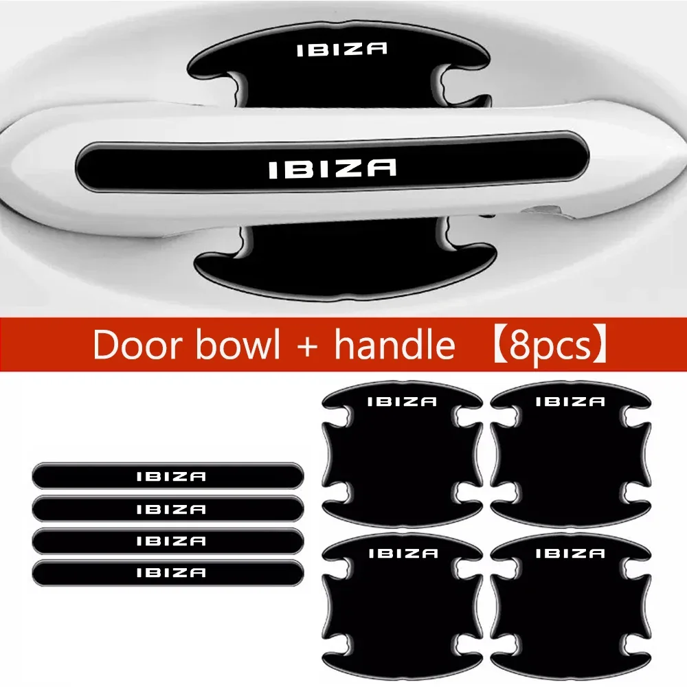 8PCS 3D Styling Transparent Car Door Handle Bowl Scratches Waterproof Protector Decal for SEAT IBIZA Scratch Protector