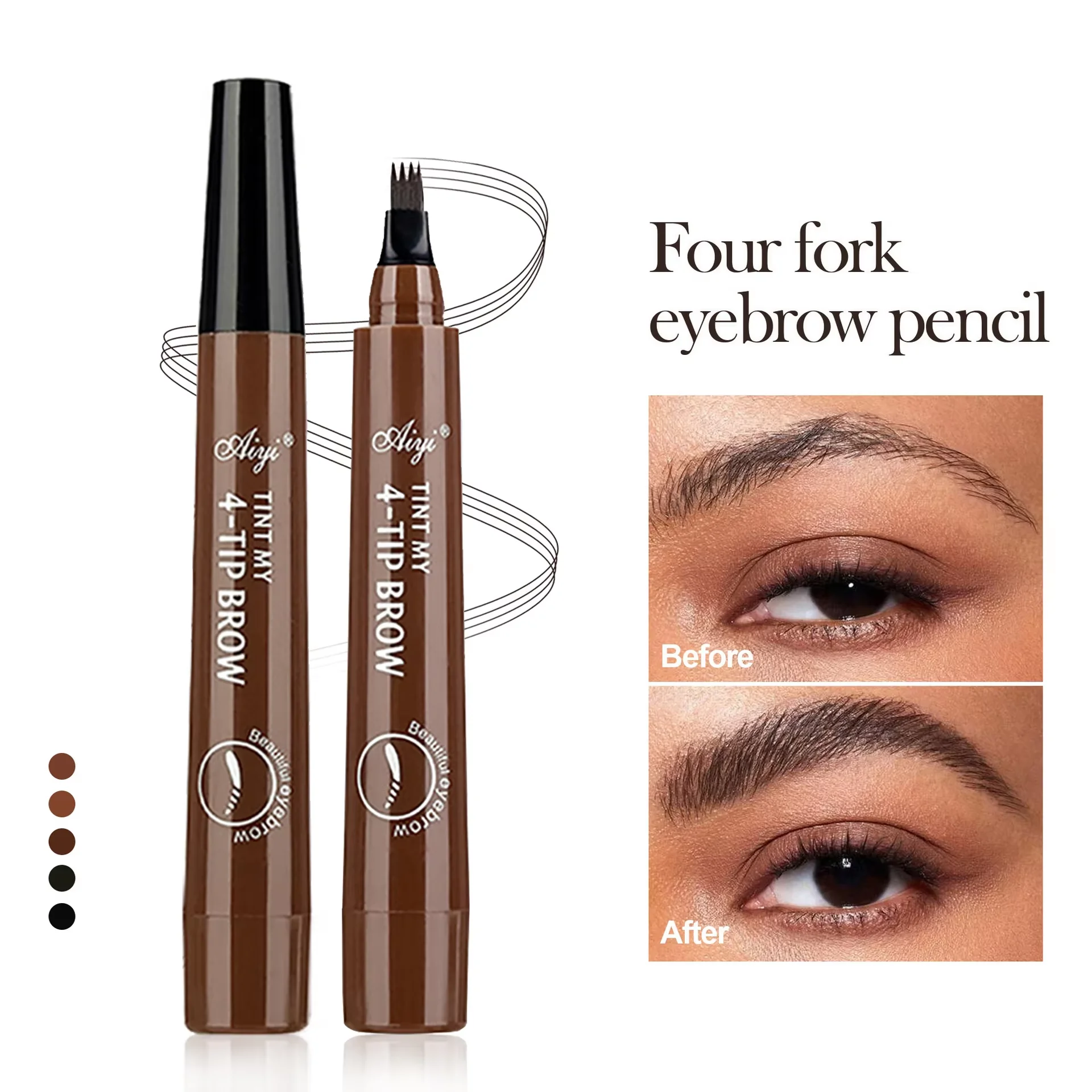 Four-pronged eyebrow pencil,waterproof,long-lasting,non-decoloring,four-pronged wild eyebrow pencil,liquid water eyebrow pencil