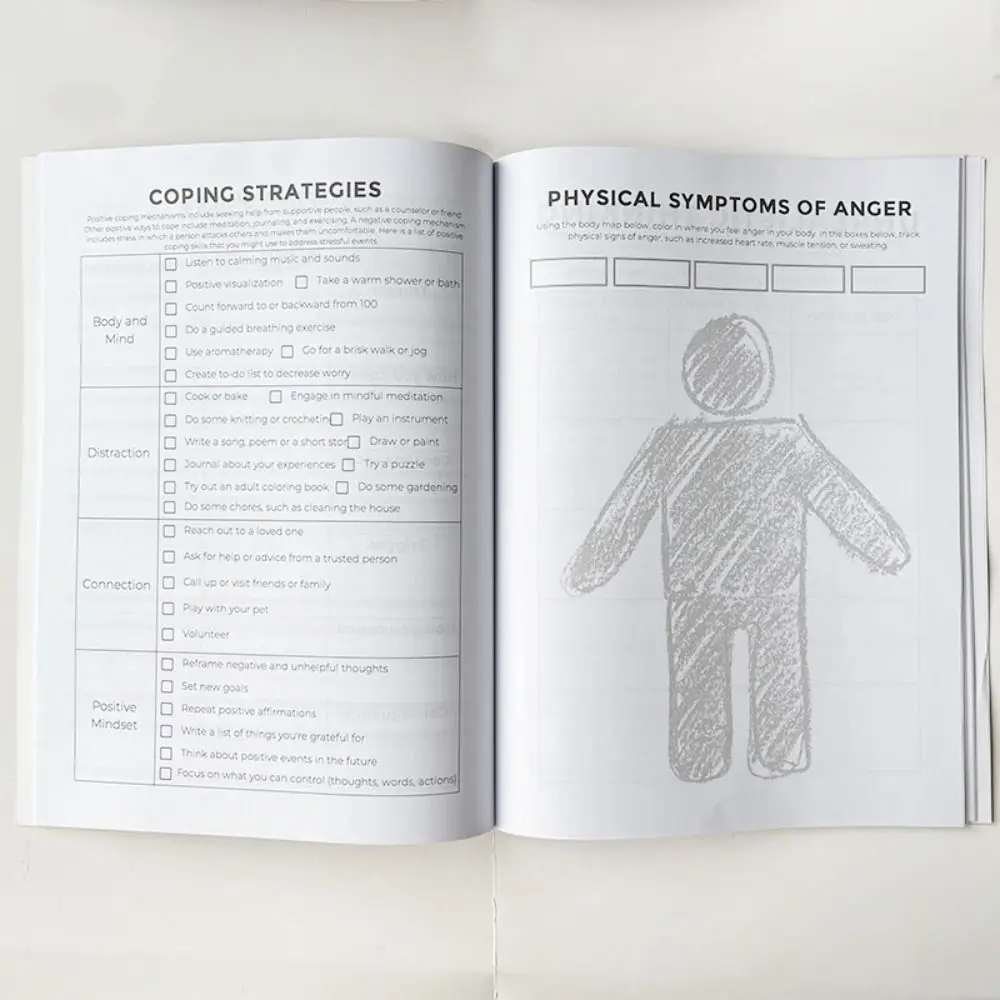 Herramienta de planificación de diario de Control de ira de papel recubierto, hojas de trabajo prácticas para gestión de ira, Control de tu emoción, capítulo claro