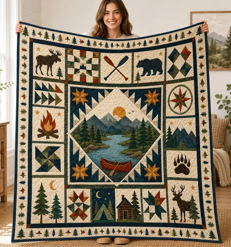 Outdoor Adventure Quilt - بطانية تخييم جبلية ريفية، بطانية للإبحار