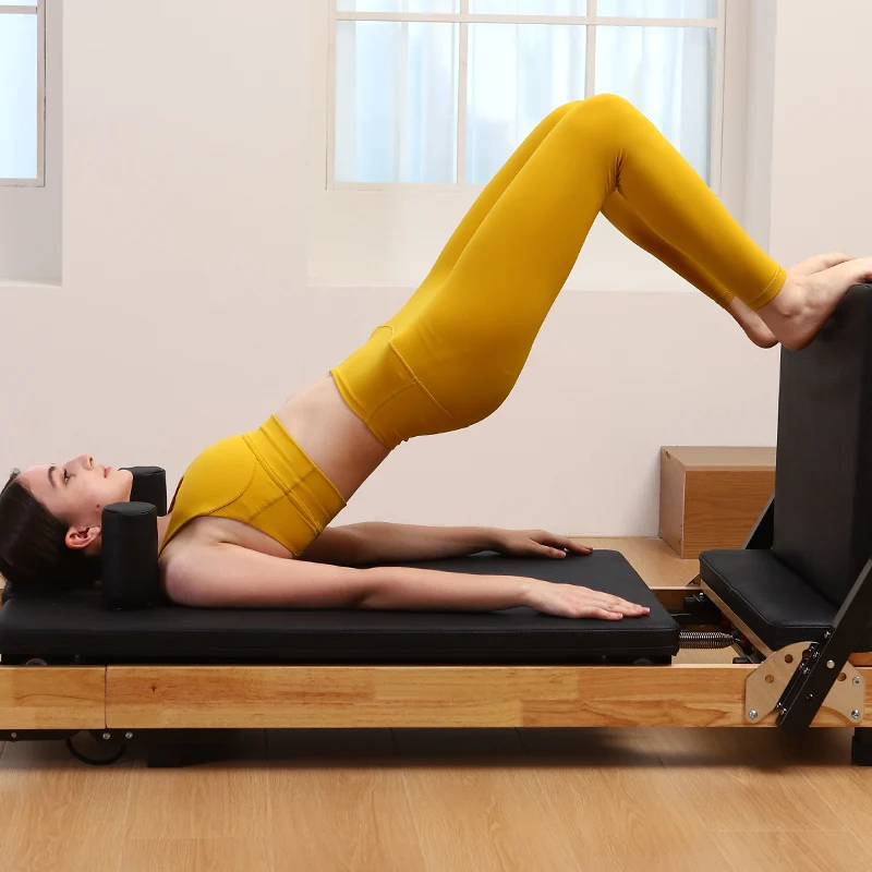 

Factory Price Durable Oak Wood Adjustable Foldable Pilates Reformer for Home Gym Yoga and Body Studio Workouts