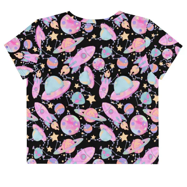 Sweet Cool Adult and Kids Planet Space 3D Print Harajuku Style Y2K Short Sleeve Girlish Casual Sports T-Shirt