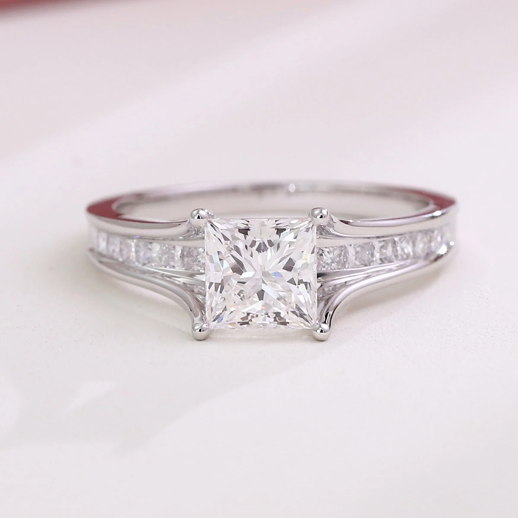 프로방스 결혼 반지 14KGold IGI EF/VS 프린세스 컷 랩 다이아몬드 반지 여성용 약혼 파인 쥬얼리 맞춤형 맞춤