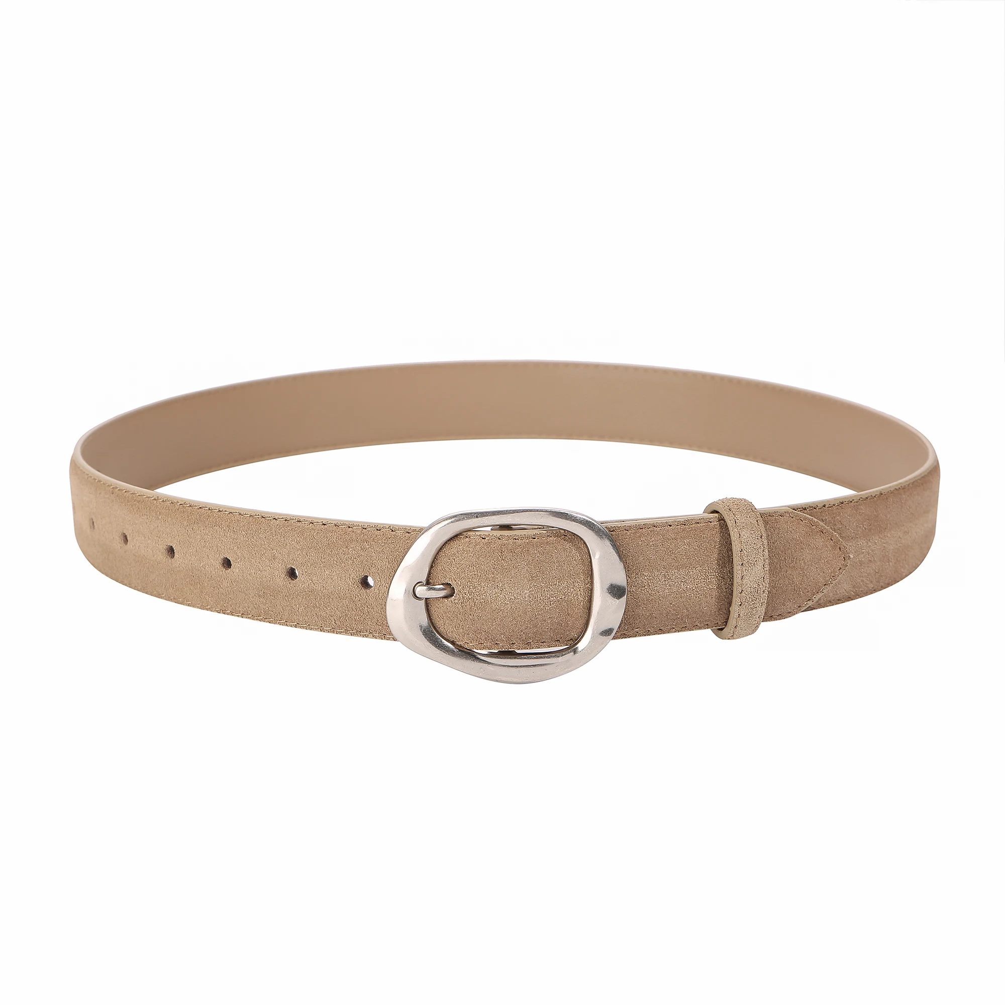 Neuer luxuriöser Wildleder-Rindsledergürtel für Damen im Vintage-Stil mit silberner Metallschnalle, 3,3 cm breiter Bund für Kleider und Jeans – Detail 13