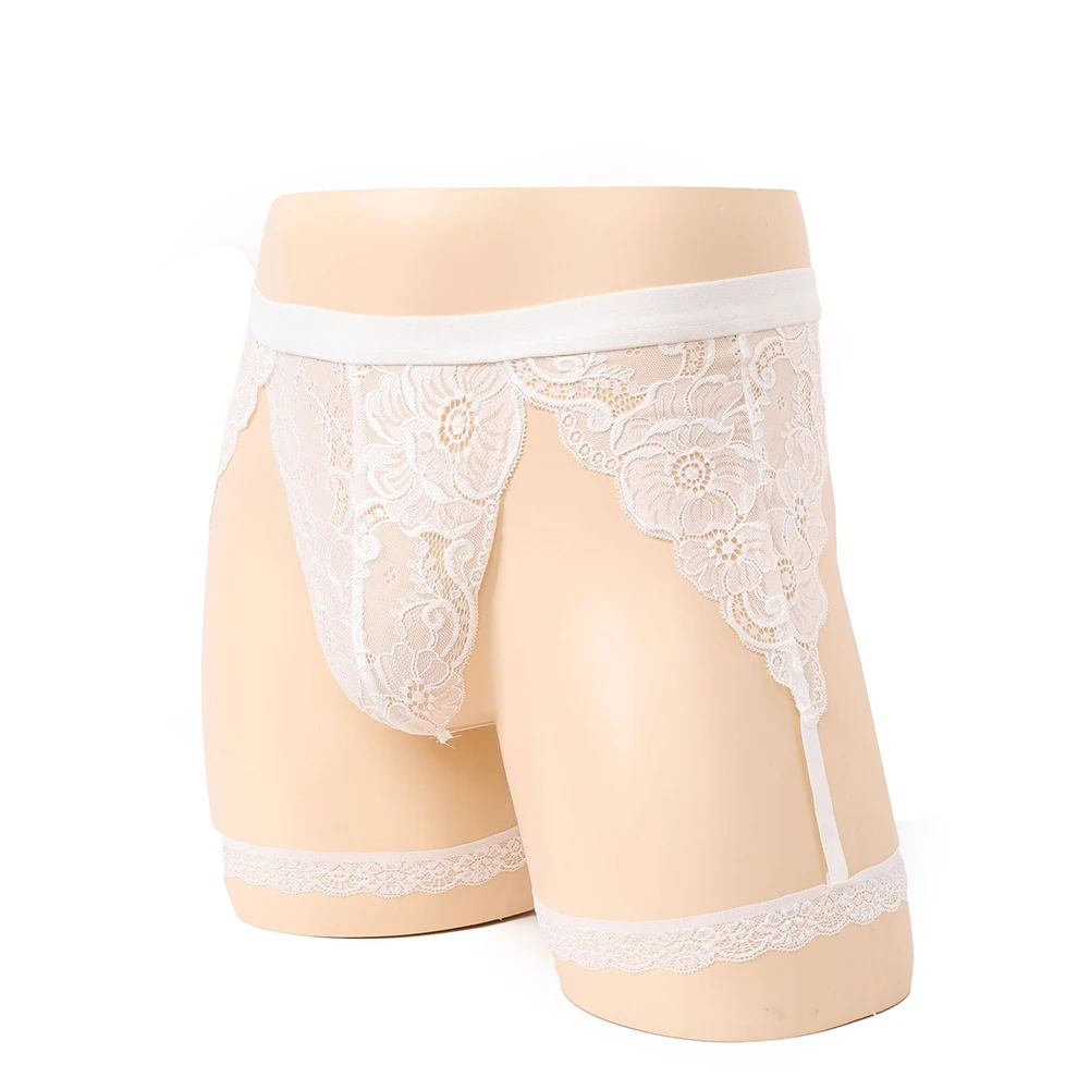 Men Sexy Lingerie Perspective Briefs Sissy Pouch Panties Nightwear Lace G-String Maid Underwear Thong Мужские Стринги