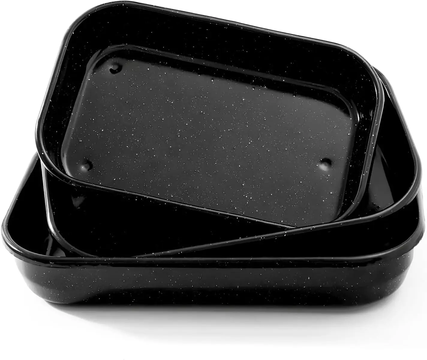 

3-Pack Deep Baking Pans Set for Ovens, 17/15/13 Inch Enamel Steel Roaster Lasagna Pan Easy Clean Bakeware