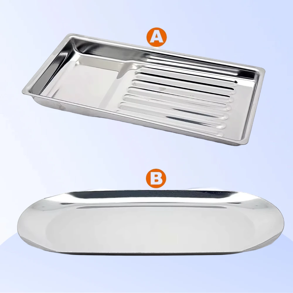 

Stainless Steel Tray Dental Medical Tray Rectangular Disinfection Plate Dentistry Lab Instrument Tray Metal Placement Box