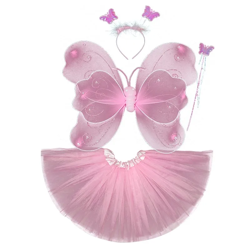 loween Costume Set Fairy  Performance Clothes Girls Princ Skirt  Wings Children's Outfit Polyester Material