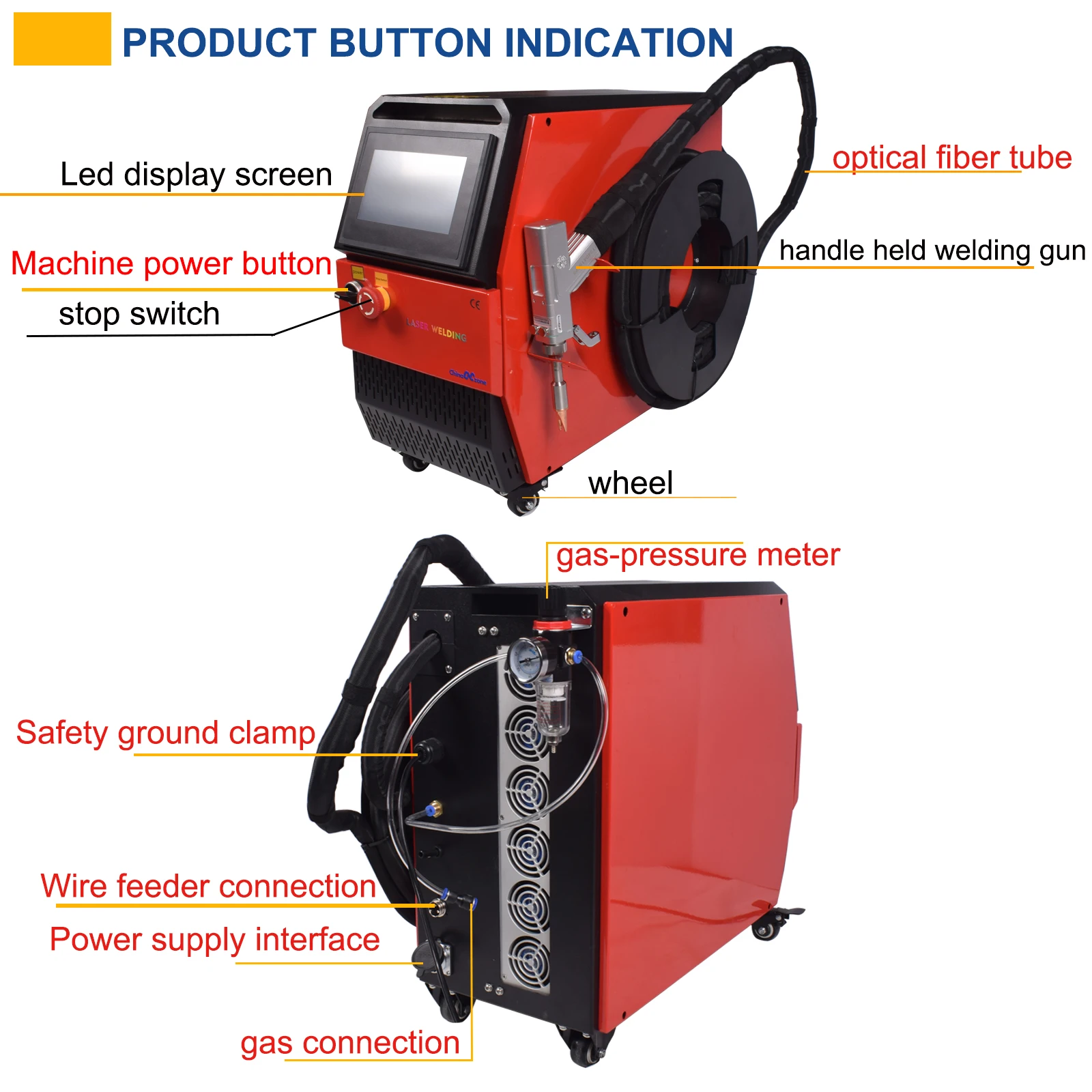 1500W/2000W 4IN1 Compact Lightweight Multifunction Air-cooled Metal Laser Welding Machine HandheldFibre Laser Cutting Cleaning