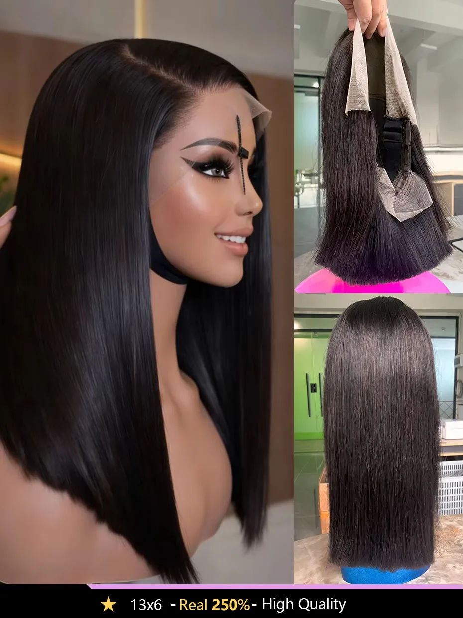 13x4 Lace Frontal 100% Human Hair Wigs Pre Plucked 13x6 Invisible Lace Wig 5x5 Glueless Wigs Remyhai Hair Bone Straight Bob Wigs