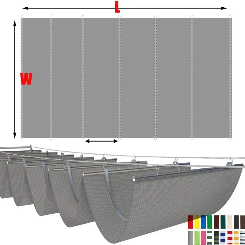 Outdoor Pergola Wave Shade Canopy Waterproof Awning Manual Telescopic Shade Cloth UV Fabric Courtyard Sun Room Cover