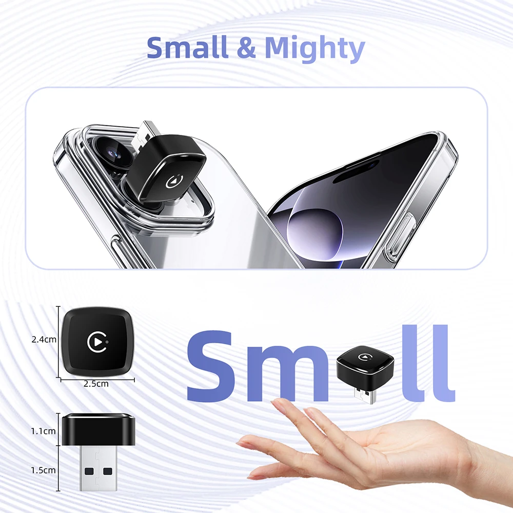 Wireless 2 in1 Carplay Adapter for iPhone Android Auto Wired to Wireless AI Box USB Connection For Volvo MG Kia Chery Toyota VW
