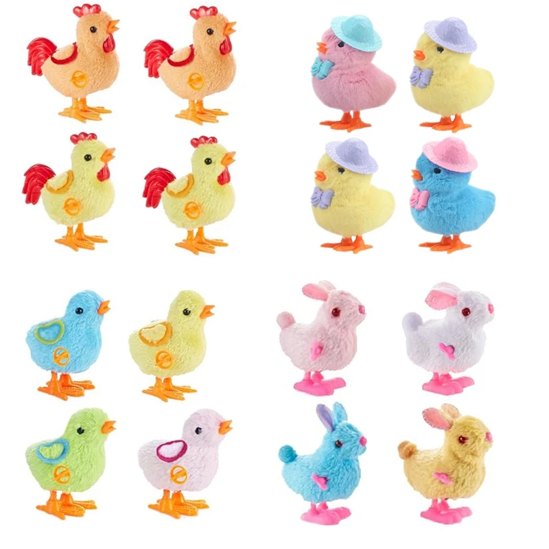 4Pack Easter Jumping Wind Up Plush Toys For Toddlers Kids,Hopping For Easter Easy Install Chick