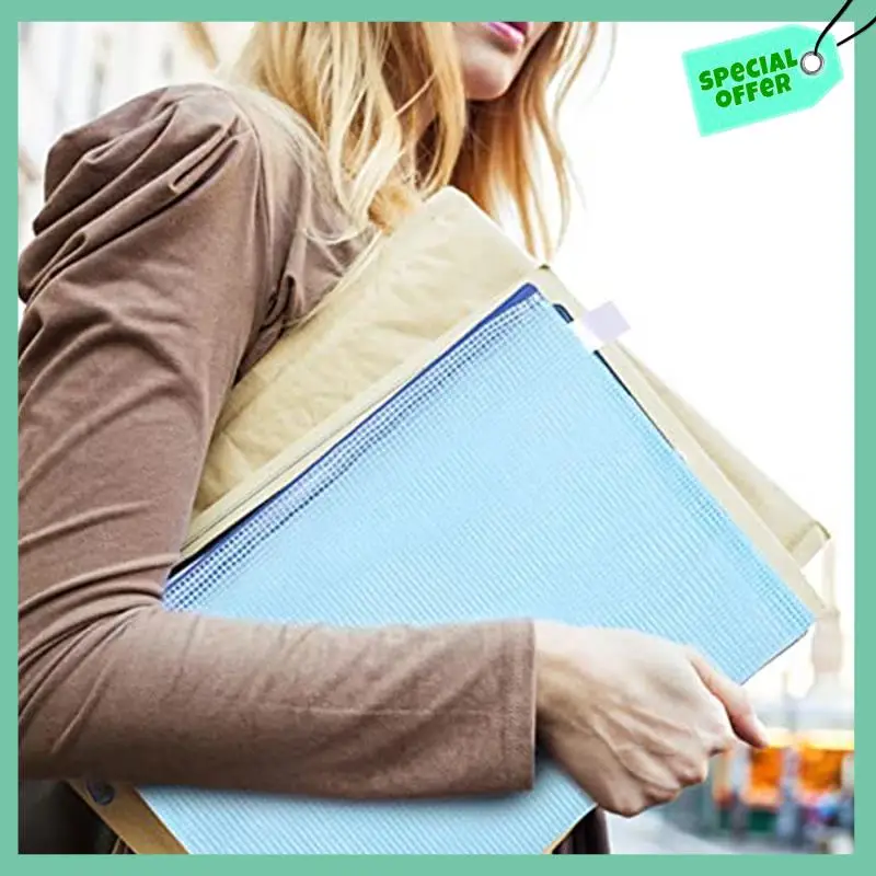 

A95Q-20 Pack Plastic Document Bag A4+A5+A6, File Folder Plastic Zip Pocket Zipper Pocket Mesh Pouch With Zipper (4 Colors)