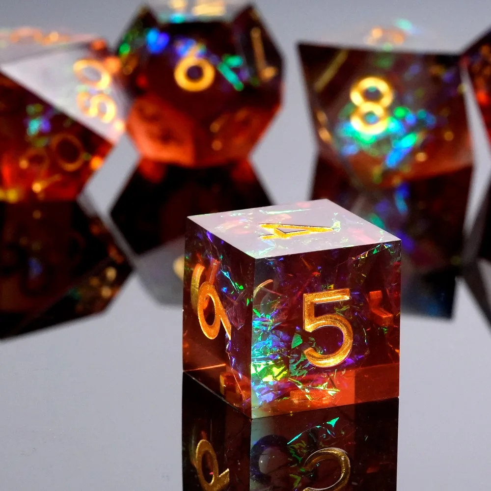 7-Type DND Dice Set High end Resin Sharp Edge 7Pcs Polyhedral D&D Dices for Dungeon and Dragonboard Games D4 D6 D8 D10 D12 D20