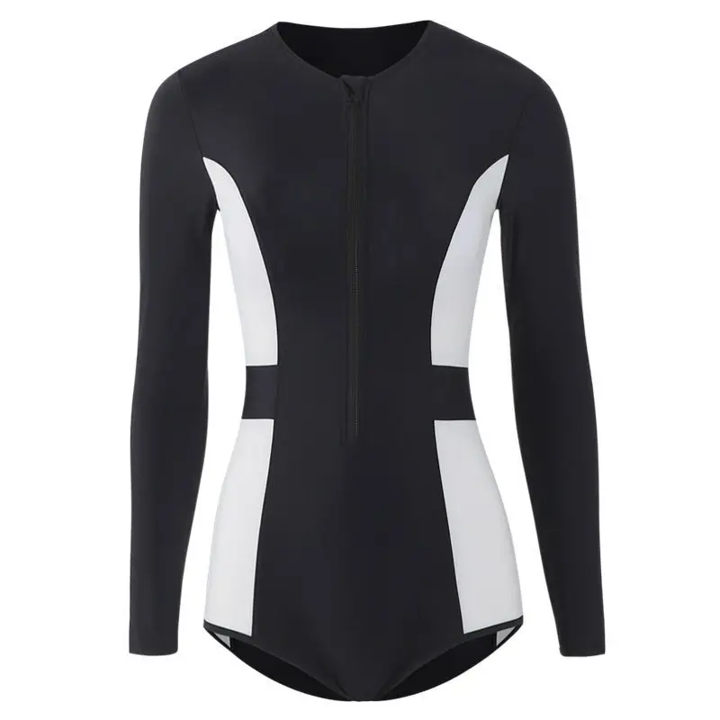 Korean Swimwear New Women\'s Slimming Sun Protection Long-sleeved Conservative Hot Spring One-piece Swimsuit Surfing Swimsuit