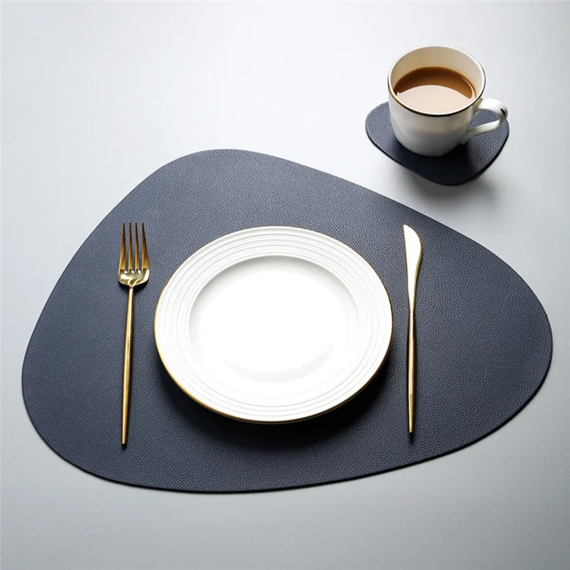 

A88E-Elegant PU Leather Nordic Style Coasters - Non-Slip, Waterproof Coffee Table Mats For Kitchen Use