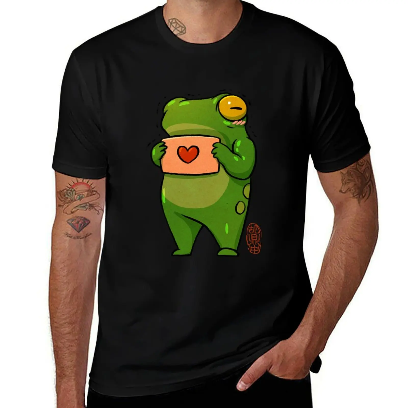 

cute note frog for valentine's day T-Shirt t shirts for man cotton funny t shirts for man graphic vintage T-shirt