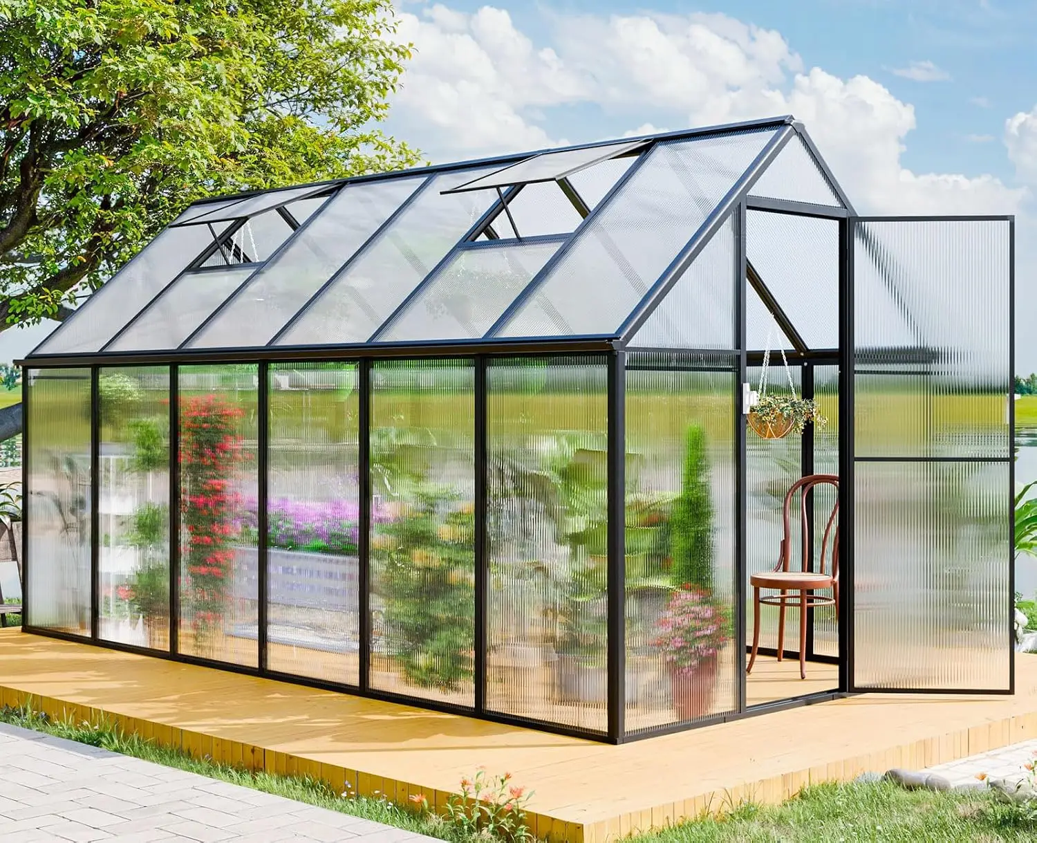 6x12 FT Polycarbonate Greenhouse for Outdoors Large Walk-in Green House, Customized