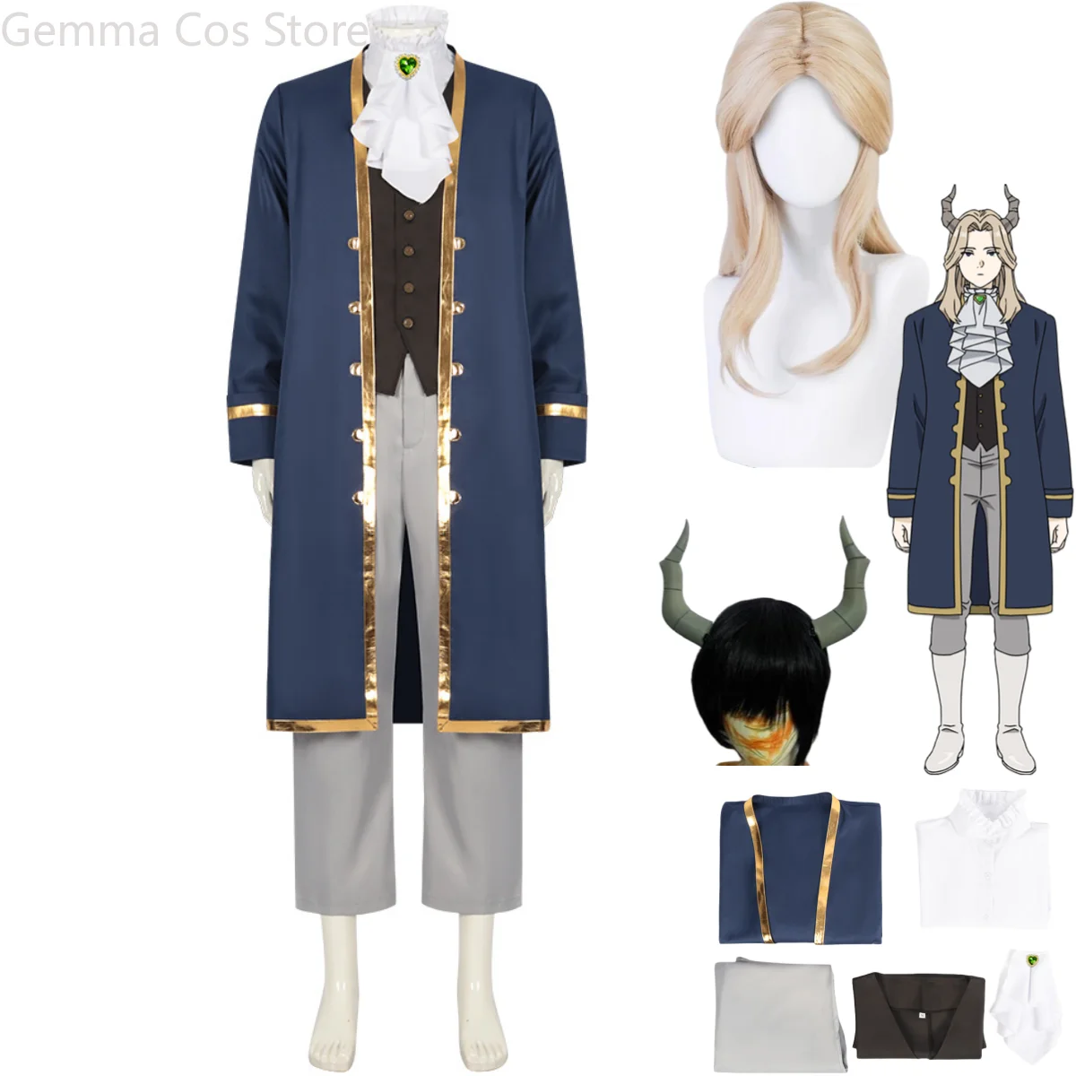 

Anime Frieren At The Funeral Lügner Cosplay Costume Beyond Journey's End Demon Lugner Uniform Wig Headwear Man Carnival Suit