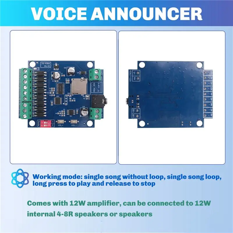 New!!MP3 Voice Playback Module Multi-Mode Amplifier With Alarm Prompt, Voice Broadcast, Multiple Trigger Mode Functions