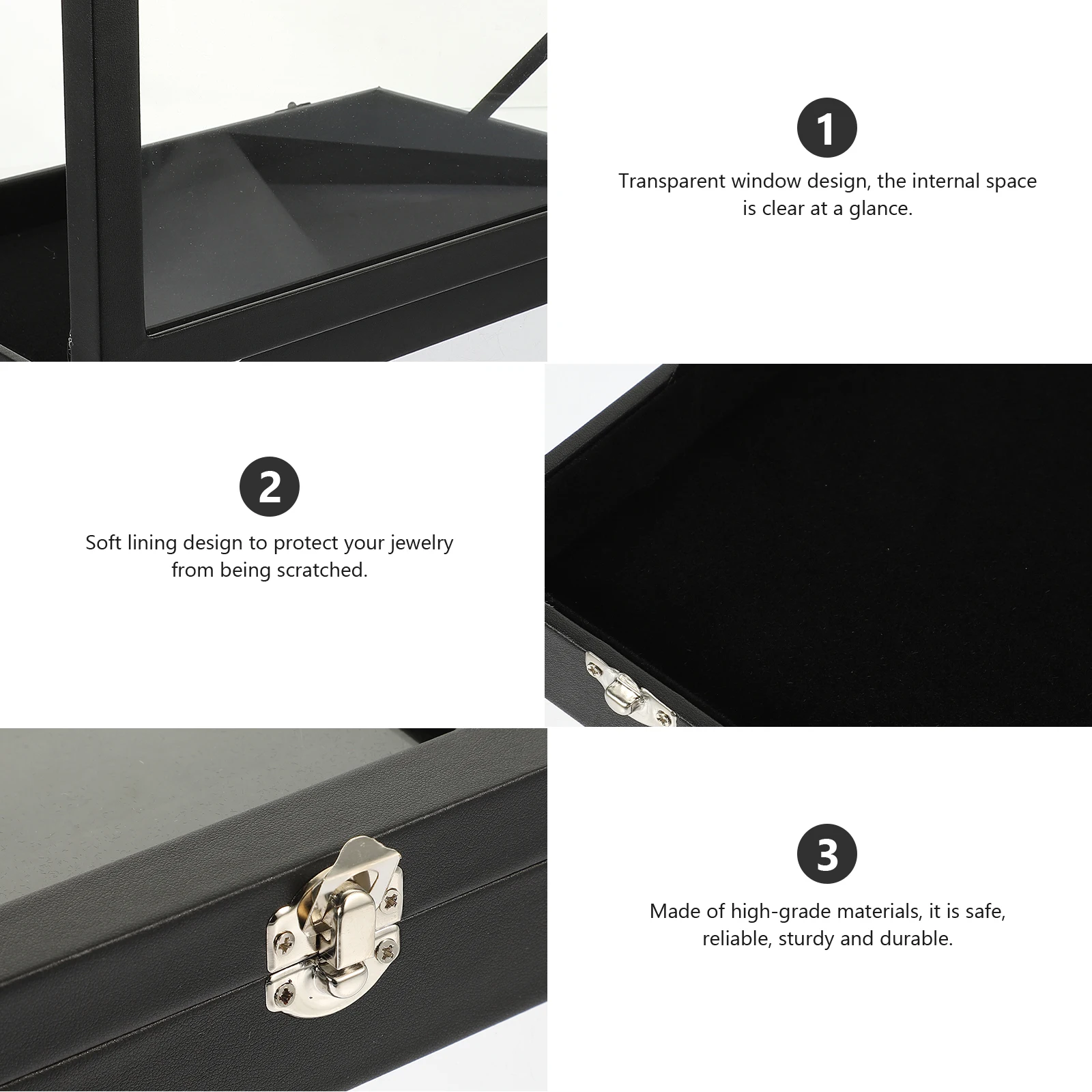 

Jewelry Box Large Capacity Transparent Glass Top Necklace Ring Earrings Storage Organizer Case For Women Portable Travel