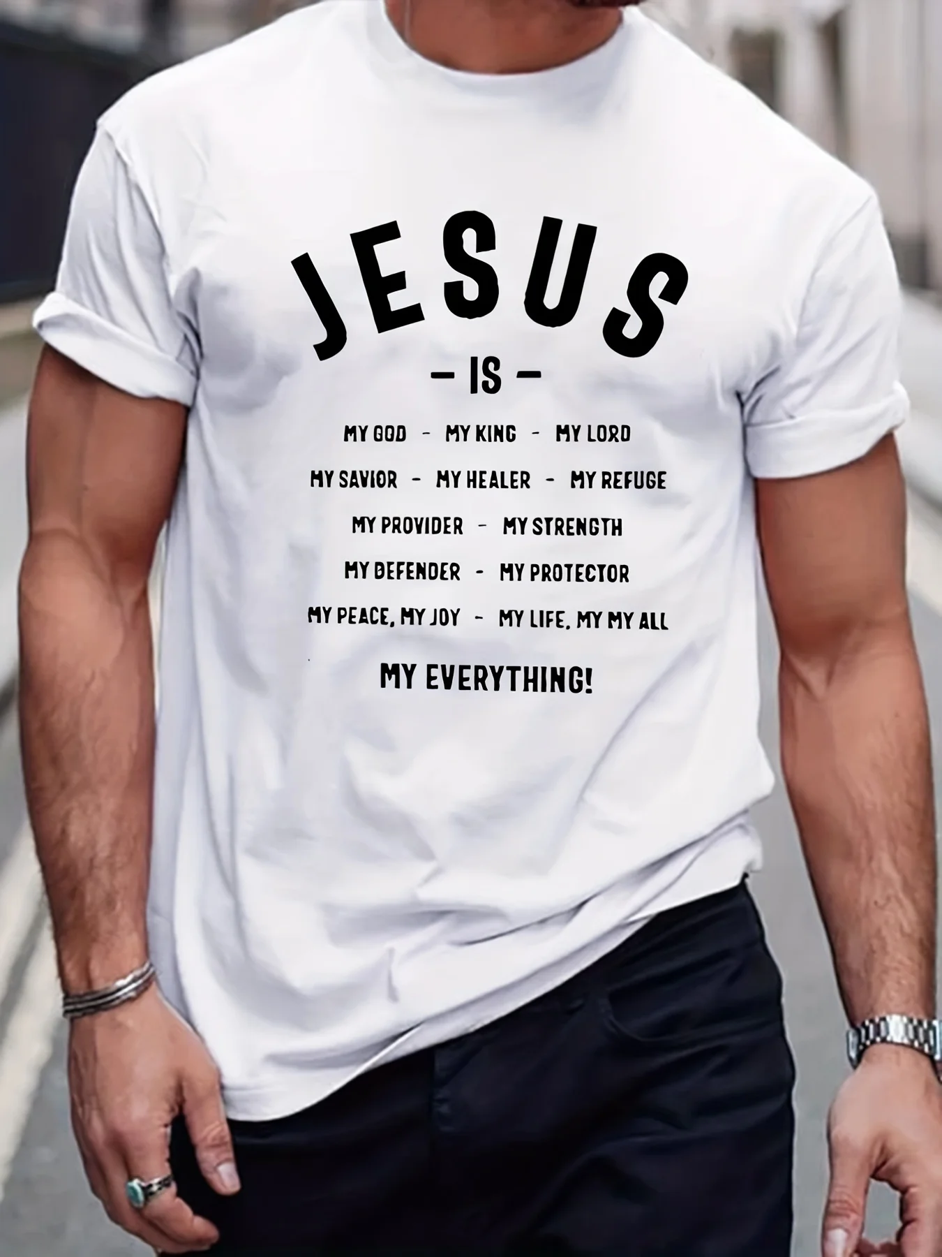 Classic Christian Slogan Pattern Print Men\'s shirt Graphic Tee Men\'s Summer Clothes T-Shirt Men\'s Outfits Streetwear100% Cotton