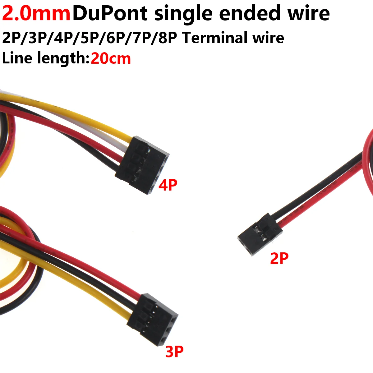 

10/5pcs Dupont 2.0mm terminal 20cm 30cmcable Cable Single-head electronic cable Single-row harness 2.0 Pitch 2P3P4P5P6P7P8P