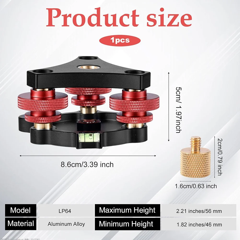 A25P Tripod Leveling Base With 3/8 To 1/4 Bracket Adapter, Aluminum Alloy Camera Leveler For Macro-Panoramic Photography LP64