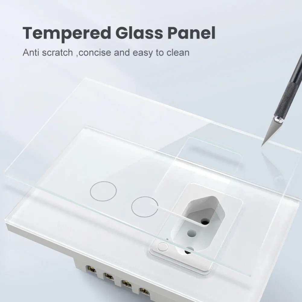 Tuya brasile WiFi Wall Switch Timing con presa Touch Glass Panel 1/2gang Outlet Smart Life App Remote per Alexa Google