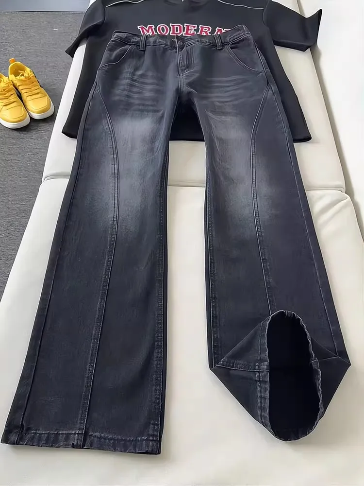 

Мужские джинсы American High Street Sle Bla Knife, прямые утягивающие расклешенные брюки, молодежные модные джинсы