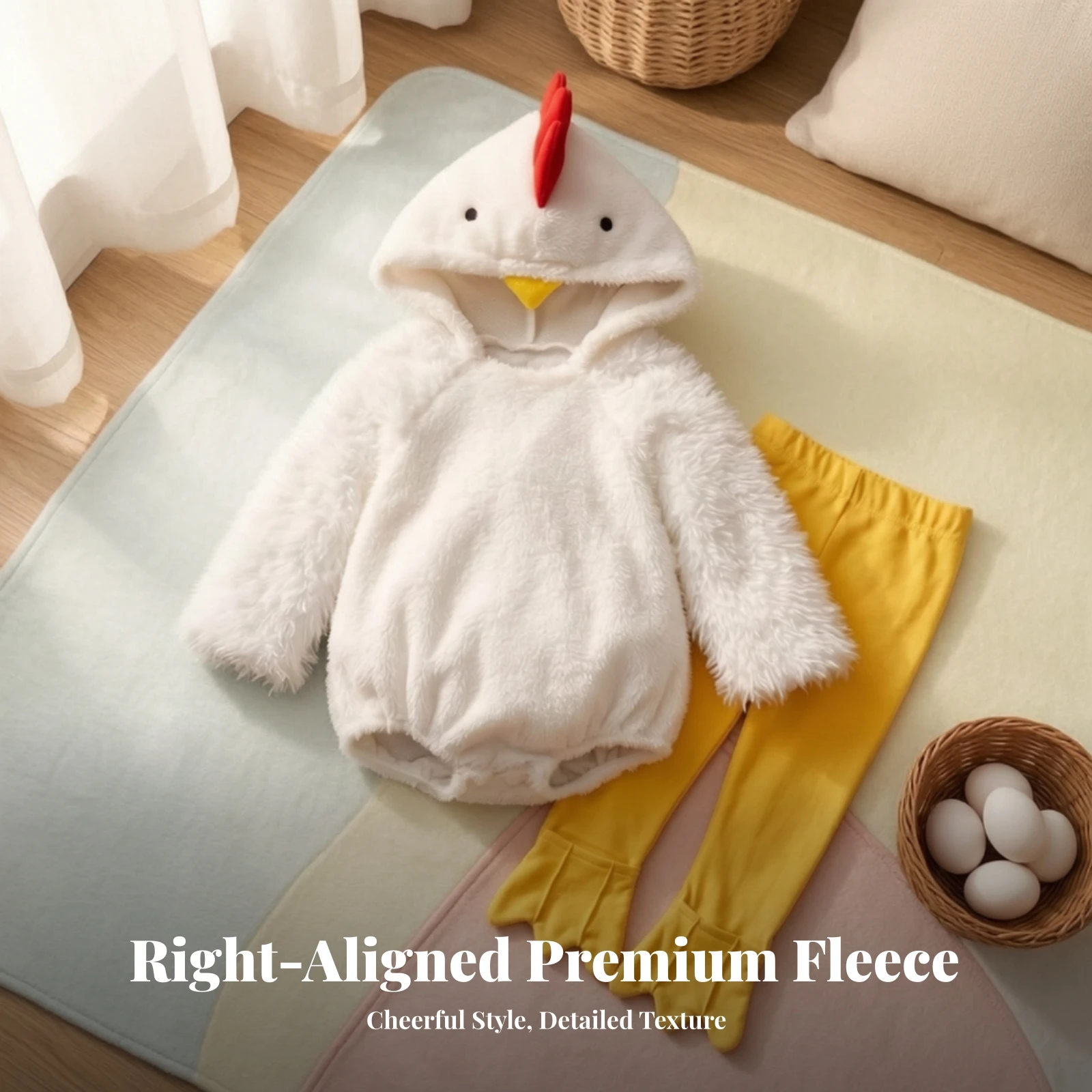 Chicken Cosplay Outfit Adorable Chicken Romper with Pants Set Fuzzy Clothing Soft for Babies, Photo Shoots, Festivals