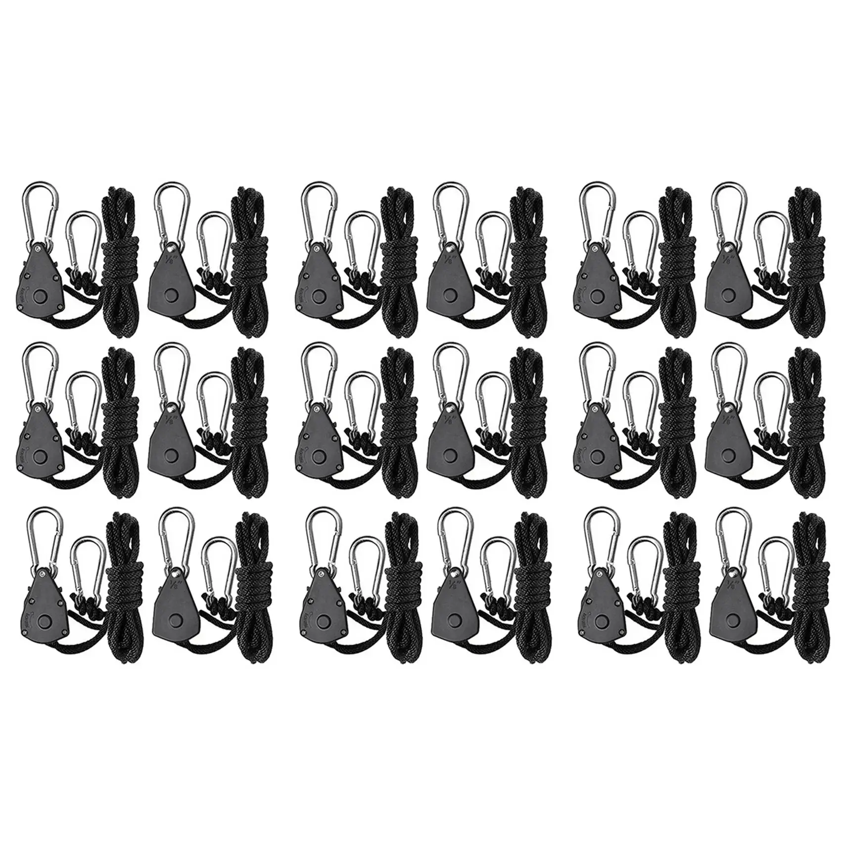 ABAH-18Pcs 1/8 Polegada resistente ajustável crescimento luz catraca corda cabide, usado para jardinagem de lâmpadas crescentes