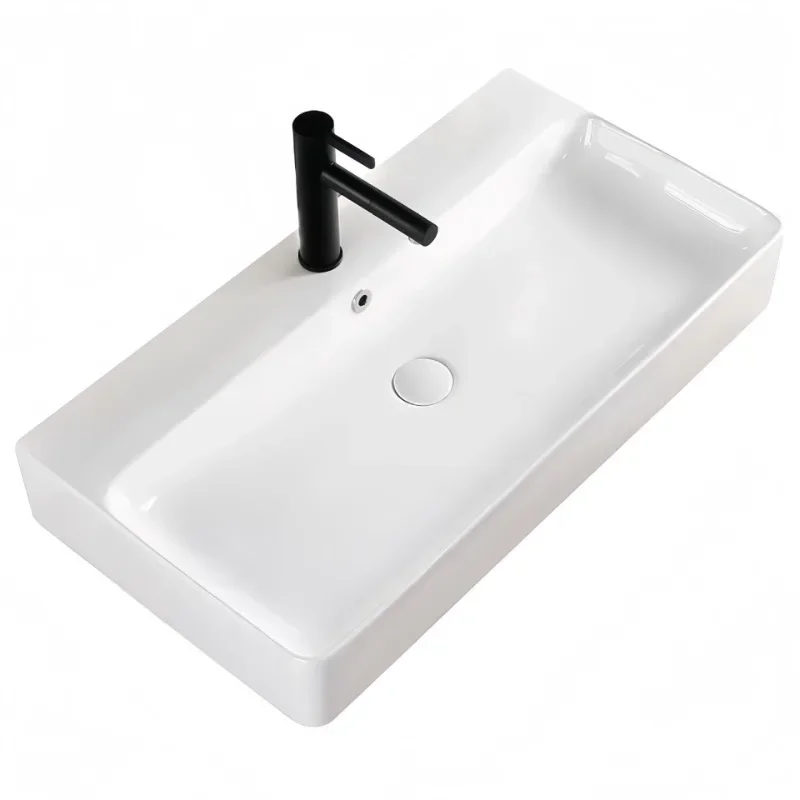 Nordic black edge table basin artist household ceramic square washbasin bathroom large size
