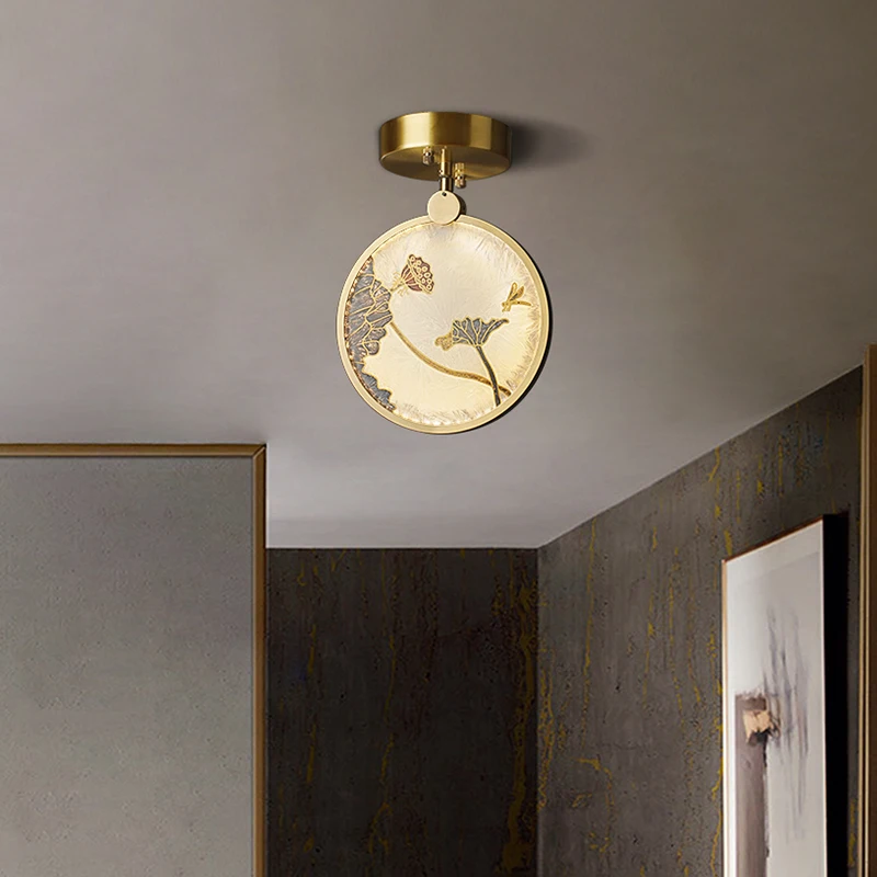 Enamel colored bedside pendant lamp glass bedroom Zen inspired light luxury Chinese style small pendant lamp