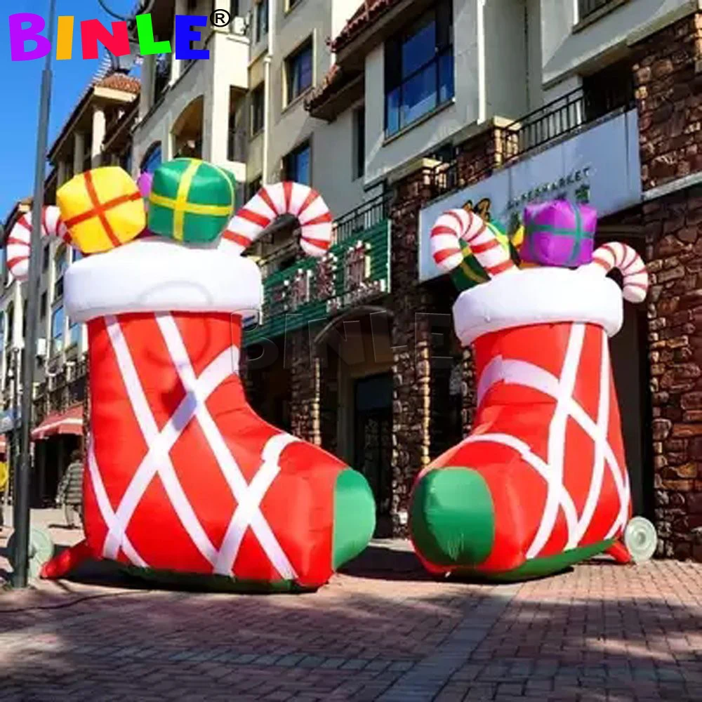 Attractive red inflatable christmas sock inflatable gift stocking for advertising decoration